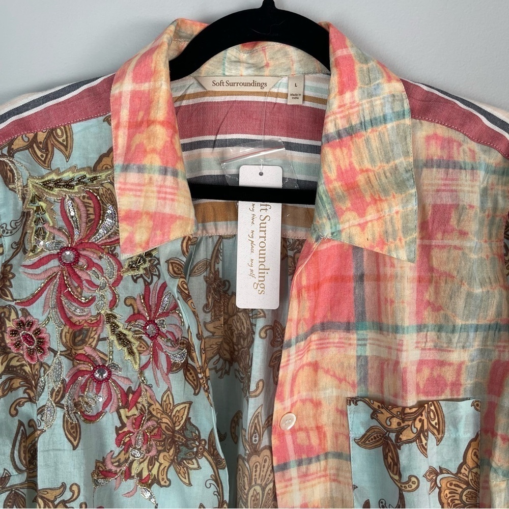 NWT Soft Surroundings Descansa Tunic Mixed Print Embroidered Size Large - Picture 8 of 14